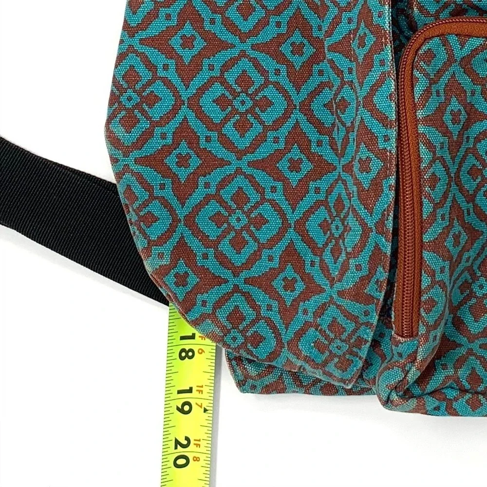 KAVU Rope Sling Bag Crossbody Desert Mosaic Brown Teal Hiking Camping NICE
